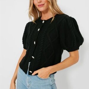 HYACINTH HOUSE crystal button victoria short sleeve cardigan